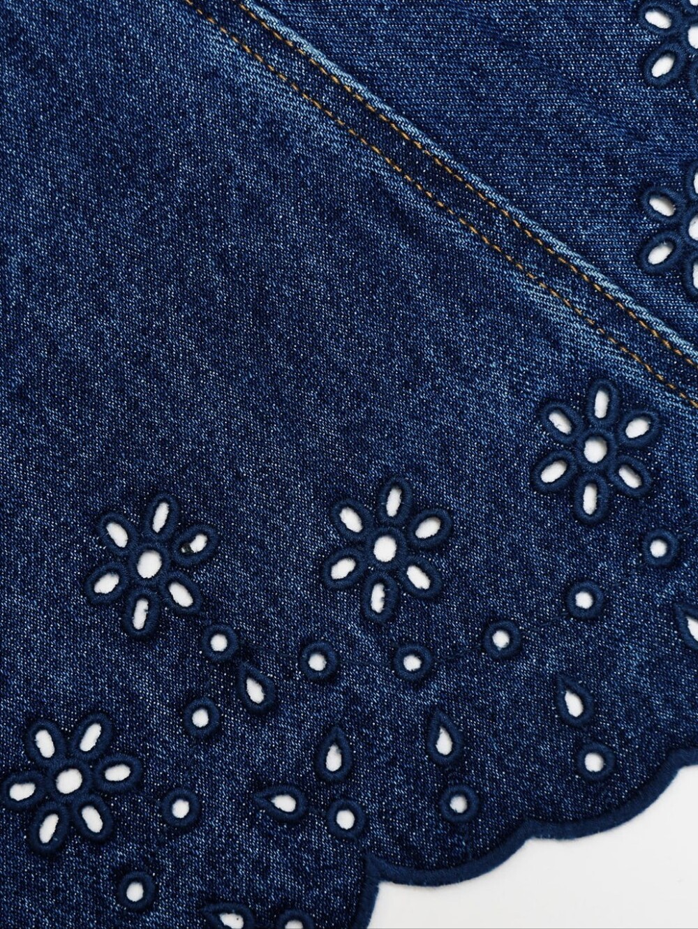 Self Portrait Denim Broderie Mini Dress - Picture 6 of 8
